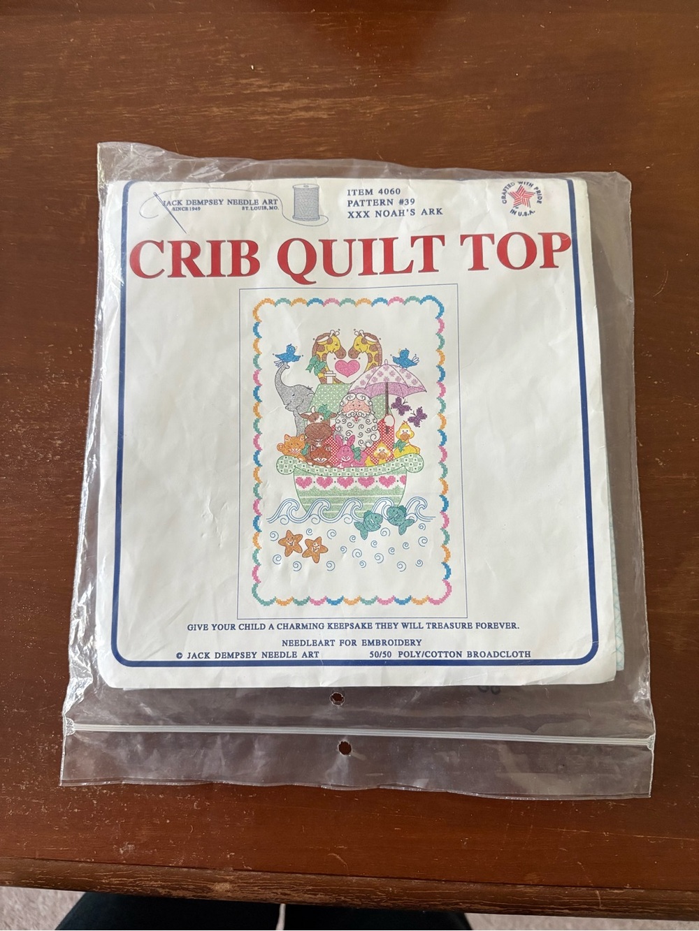 Noah’s Ark crib quilt top embroidery kit